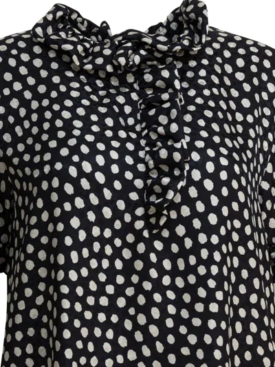 Chloé Short-sleeved Dots-print Silk Jacquard Mini Dress Clothing In Multi