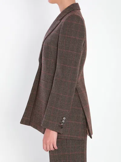 Chloé Single-breasted Checked Brown Wool Jacket In Brown