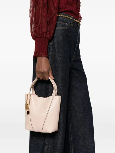 Chloé Pastel Pink Leather Small Spin Shopping Bag In Neutral