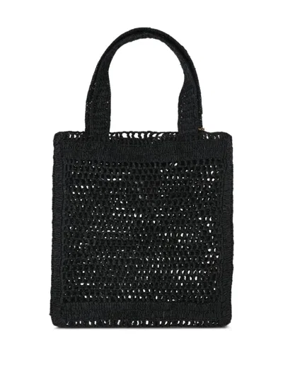 Chloé Women Summer Banana Rafia Tote In Black