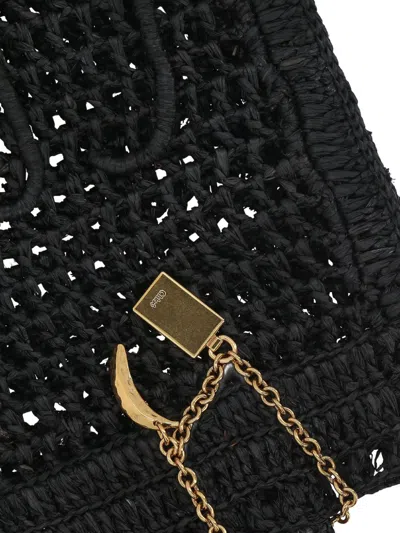 Chloé Women Summer Banana Rafia Tote In Black