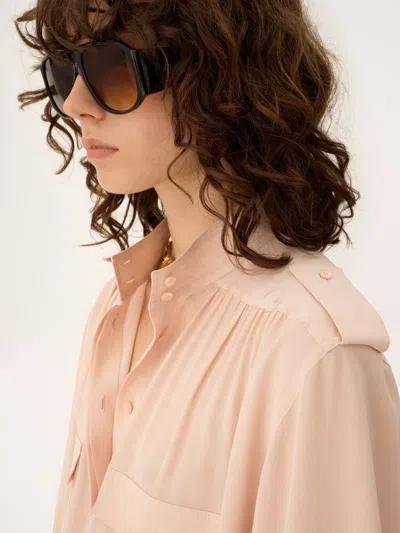 Chloé Pokets Classic Turtle Neck Shirt In Pink