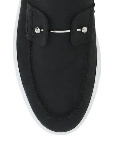 Christian Louboutin Loafers With Contrast Sole And Stitching Accents In Black