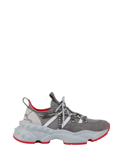 Christian Louboutin Grey Calf Leather Sneaker In Gray