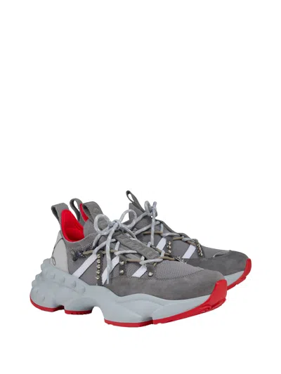 Christian Louboutin Grey Calf Leather Sneaker In Gray