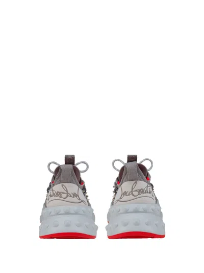 Christian Louboutin Grey Calf Leather Sneaker In Gray