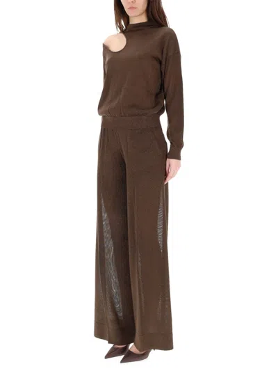 Circus Hotel Brown Viscose Blend Trousers In Brown