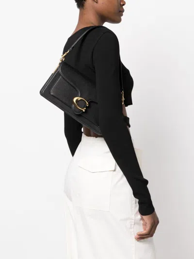 Coach New York Olive Green Leather Tabby 26 Handbag In Black