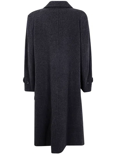 Comme Des Garçons Long Double Breasted Coat With Notched Lapels In Gray