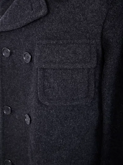 Comme Des Garçons Long Double Breasted Coat With Notched Lapels In Gray
