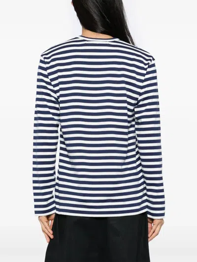 Comme Des Garçons Play Omme Des Garcons Play Single Heart Stripe T Shirt In Multi