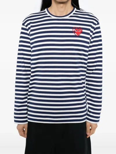 Comme Des Garçons Play Omme Des Garcons Play Single Heart Stripe T Shirt In Multi