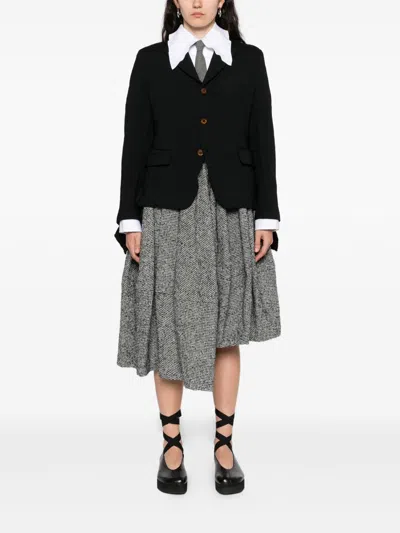 Comme Des Garçons Draped Panel Twill Jacket In Black