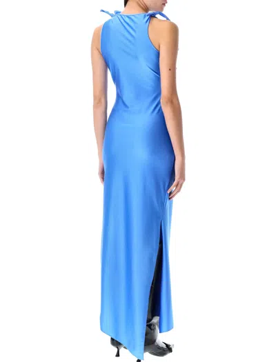 Coperni Asymmetric Flower Gown In Blue