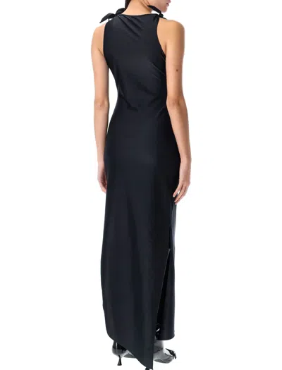 Coperni Asymmetric Flower Gown In Black
