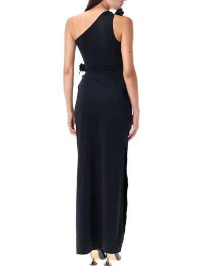 Coperni Asymmetric Flower Gown In Black
