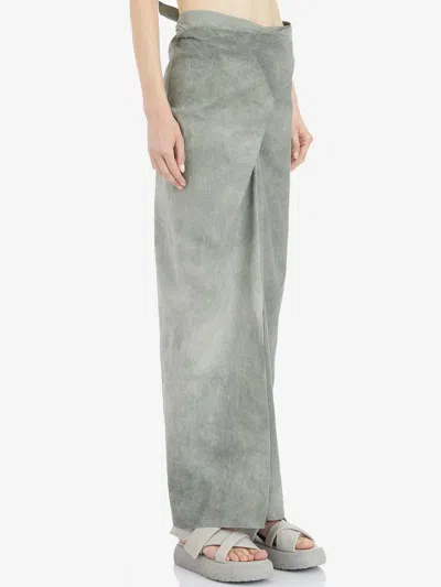 Cortana Ryo Linen And Cotton Skirt In Gray