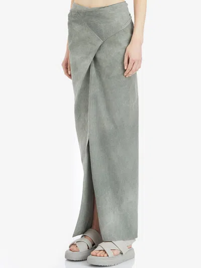 Cortana Ryo Linen And Cotton Skirt In Gray