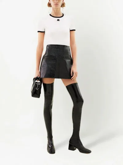 Courrèges Courreges Women Cotton T-shirt With Contrasting Profiles In White