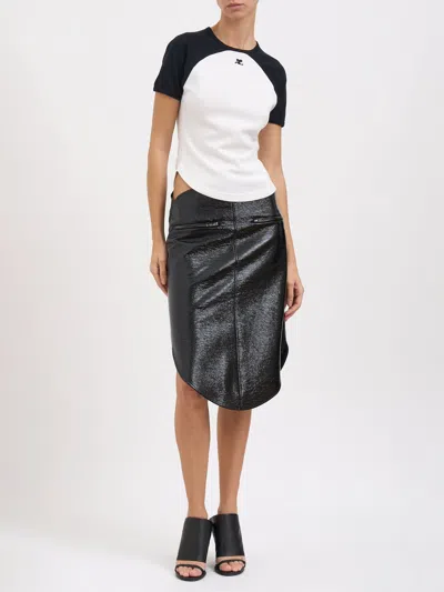 Courrèges Circle Contras T-shirt Woman Black And White In Multi