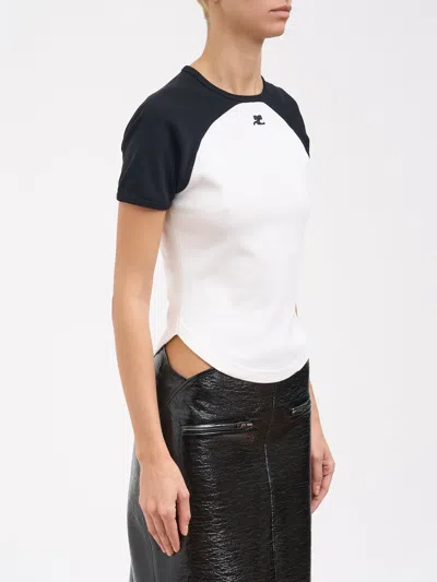 Courrèges Circle Contras T-shirt Woman Black And White In Multi