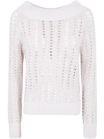 D Exterior D.exterior Braid Crystals Boatneck Sweater In White