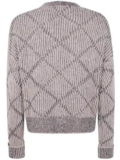 D Exterior Relaxed Fit Beige Knit Sweater With Timeless Design In Gray