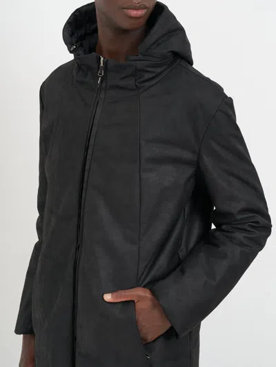 Daniele Basta Leather Long Jacket In Black