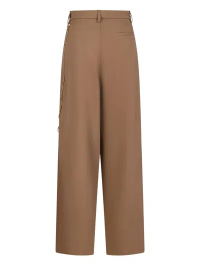 Darkpark Chain-adorned Pleated Trousers In Brown