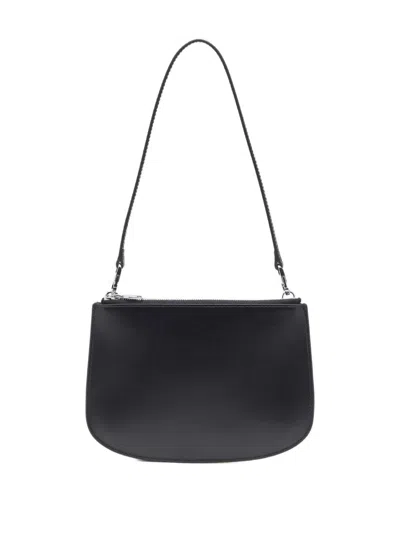 Diesel Twin-double-pouch Embossed-leather Shoulder Bag In Black