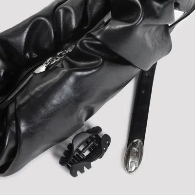 Diesel Grab-d L-large Scrunched Hobo Bag In Shiny Pu In Black
