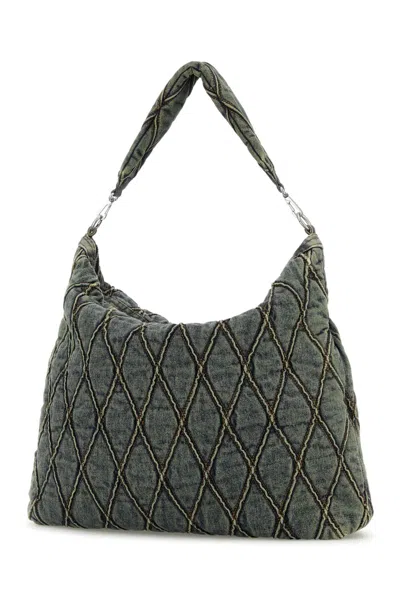 Diesel Denim Shopping Bag In Green