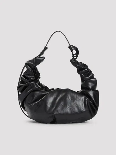 Diesel Grab-d L-large Scrunched Hobo Bag In Shiny Pu In Black
