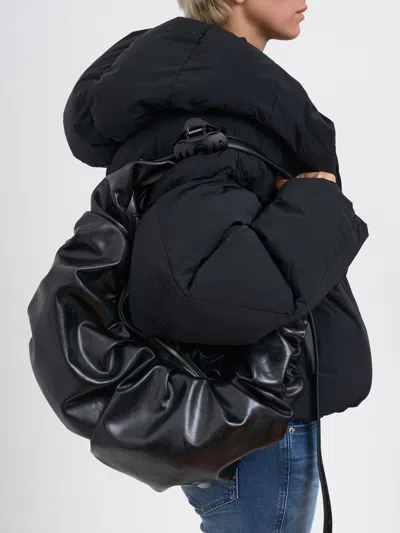 Diesel Grab-d L-large Scrunched Hobo Bag In Shiny Pu In Black