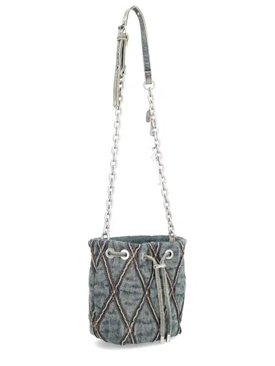Diesel Grey Cotton Shoulder Bag In Gray