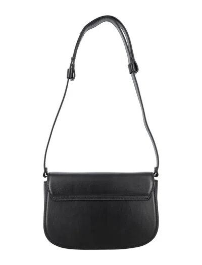 Diesel 1dr Black Shoulder Bag With Oval D Patch In Leather Woman