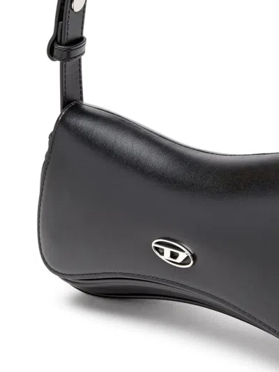Diesel Curved Silhouette Clutch With Adjustable Strap In Black