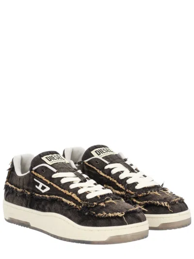 Diesel Casual Low-top Sneakers Frayed Detail In Brown