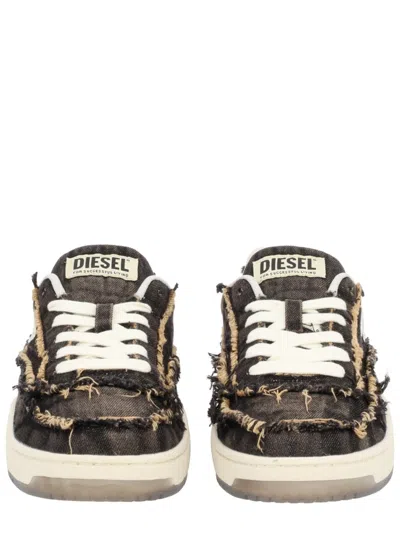 Diesel Casual Low-top Sneakers Frayed Detail In Brown