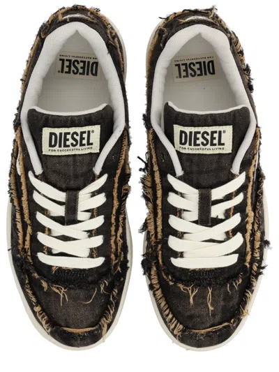 Diesel Casual Low-top Sneakers Frayed Detail In Brown