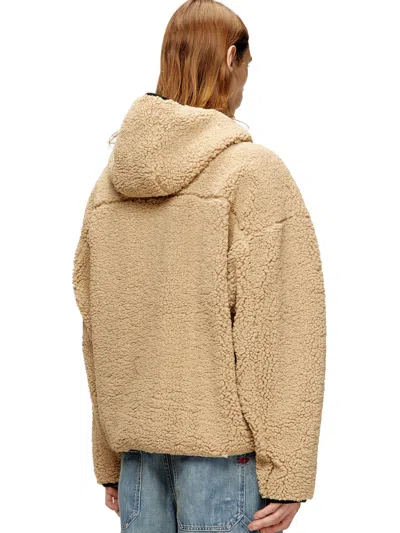 Diesel S-zat Teddy Zip Hoodie In Brown