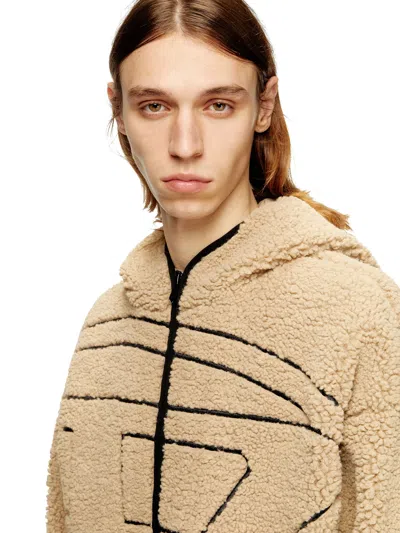 Diesel S-zat Teddy Zip Hoodie In Brown