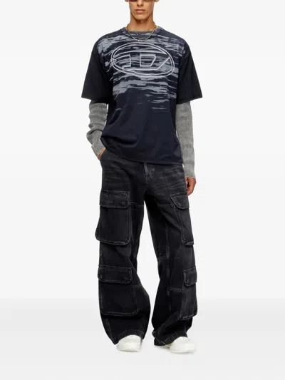 Diesel Cotton T-shirt With Oval D Print In Black