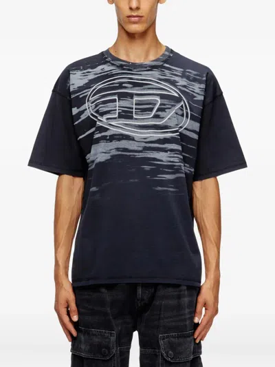 Diesel Cotton T-shirt With Oval D Print In Black