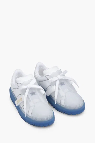 Dior -id Transparent Deep Blue Rubber Sole Sneakers White