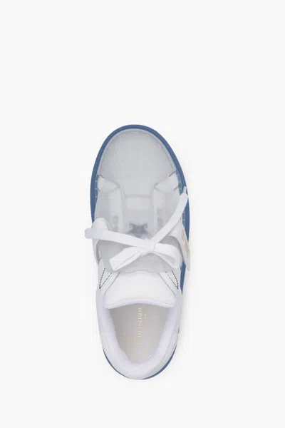 Dior -id Transparent Deep Blue Rubber Sole Sneakers White