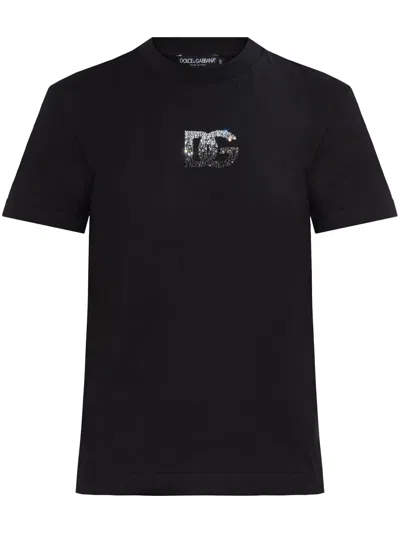 Dolce & Gabbana Black Cotton Jersey T-shirt In Black