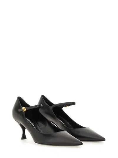 Dolce &amp; Gabbana Black Leather Heel In Black