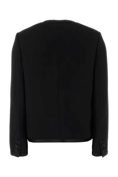 Dolce & Gabbana Tailored Wool Blend Blazer With Satin Trim In Black