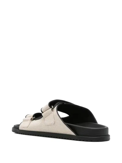 Dolce & Gabbana Canvas Slides With Two Straps In Neutral
